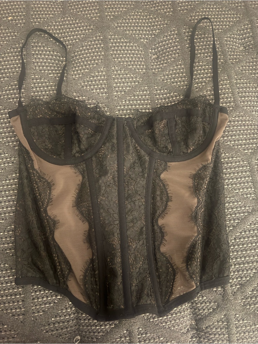 Urban Outfitters Black Lace Sheer Bustier Corset Top - Women Intimates